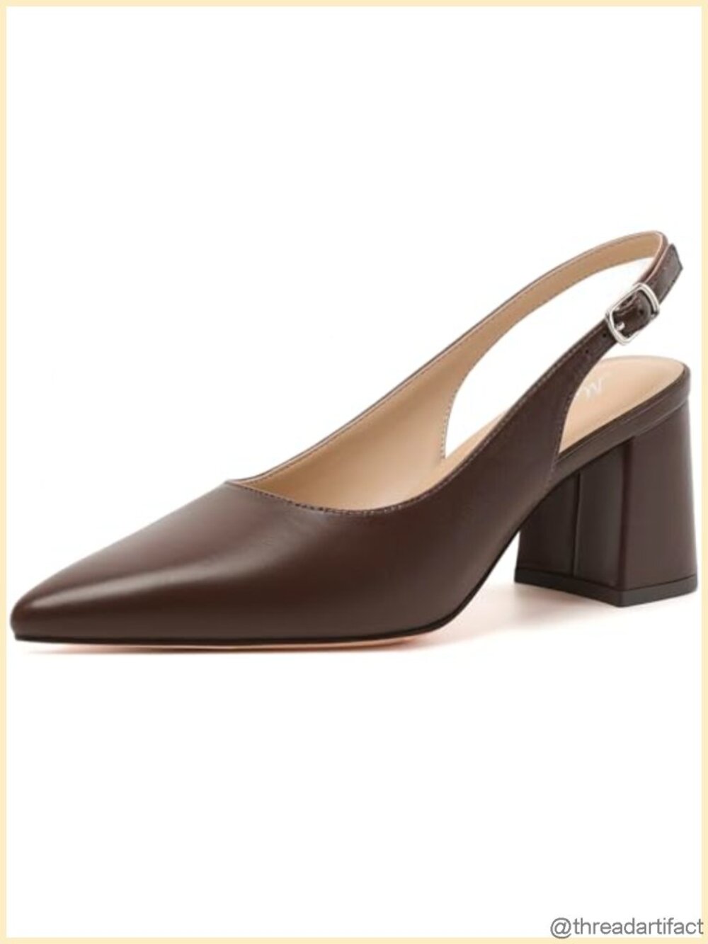 Block Slingback Heels Pointed Closed Toe Chunky Office Work Pumps Business